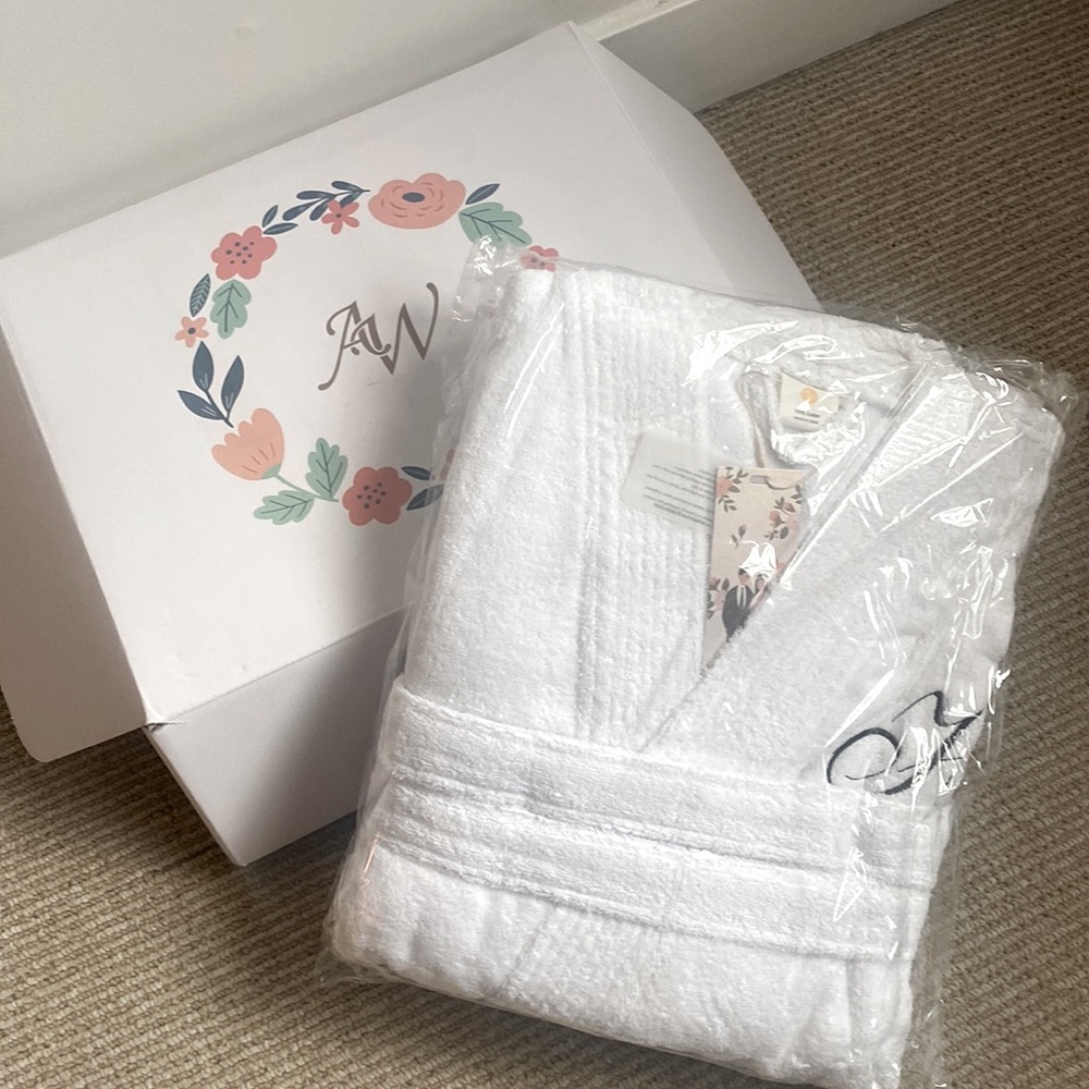 AW Bridal Gift Set His & Her White 100% Cotton Robes
